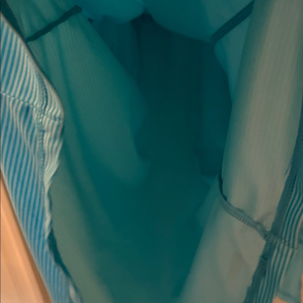 Danskin Now Light Aqua Stripe Long-Sleeve Zip Top - Picture 4 of 5